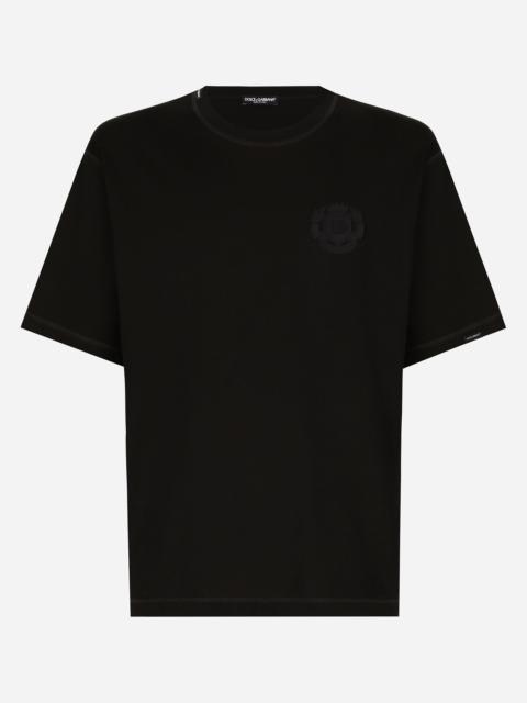 Cotton T-shirt with logo embroidery