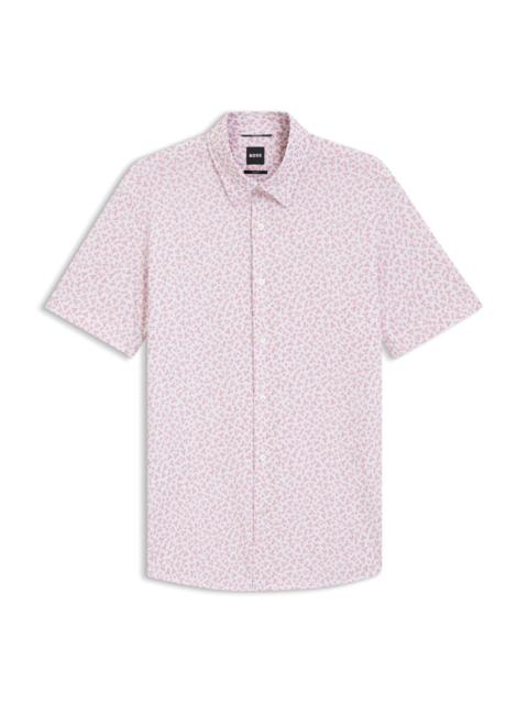 PRINTED SLIM-FIT SHIRT IN COTTON-BLEND JERSEY