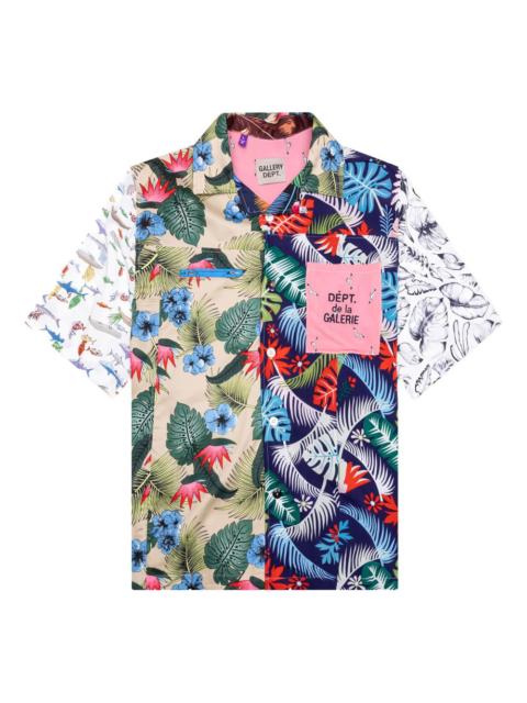 leaf-print  short-sleeve shirt