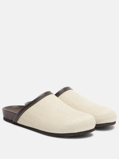 Monili leather-trimmed mules