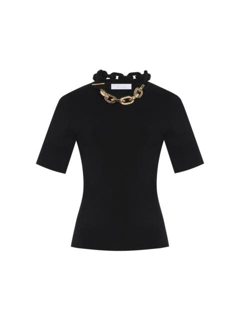 Chain-Detailed Knit Sweater black