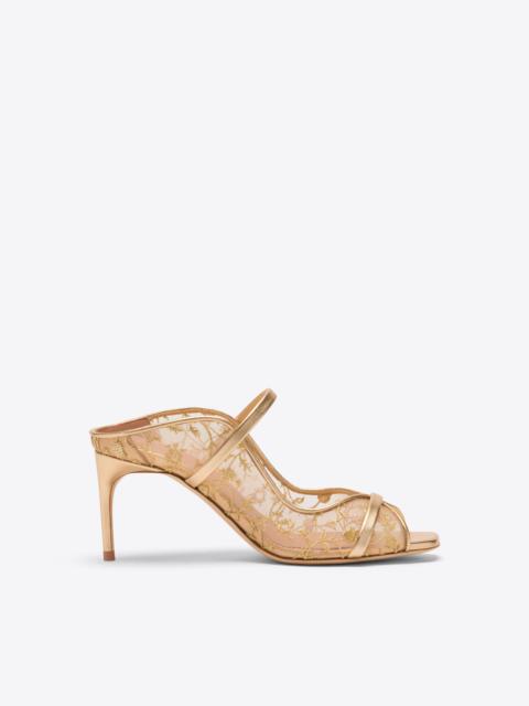 Noah 70 Gold Embroidered Mesh Heeled Sandals