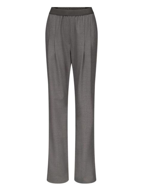 pleated elasticated-waist straight trousers