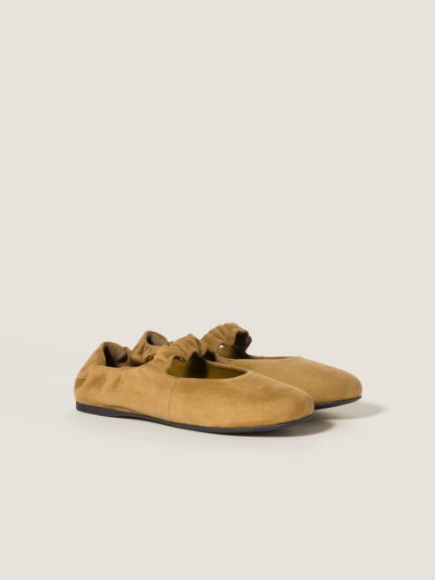 Ruches suede ballerinas