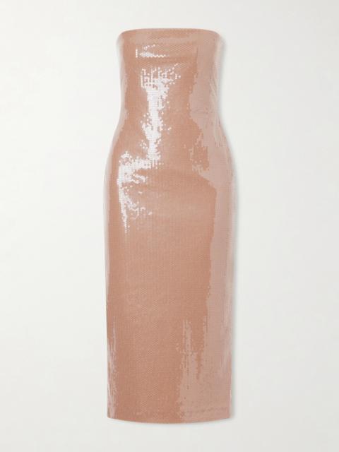 Strapless Sequined Stretch-mesh Gown