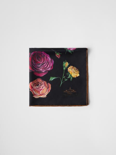 Printed silk twill scarf