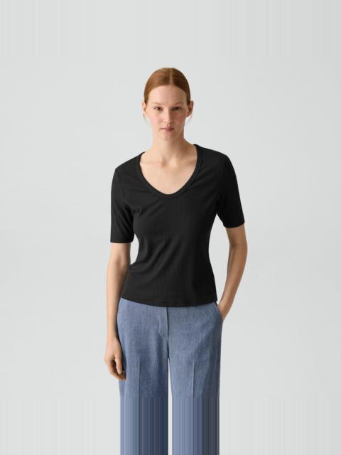 U-Neck Tee in Stretch Rib