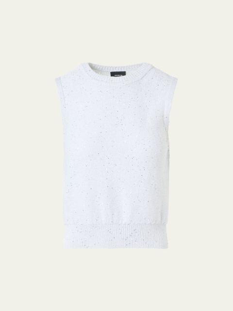 Sleeveless Sequined Linen Cotton Sweater