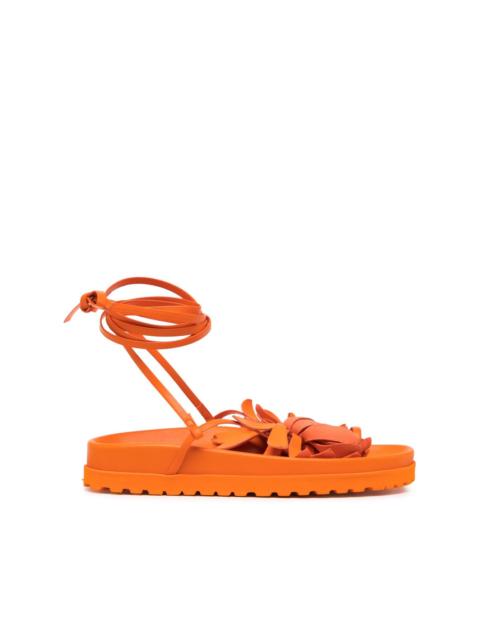 Idania floral-appliqué leather sandals