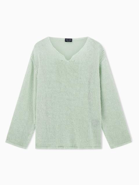 JUMPER IN LINEN, LYOCELL AND CASHMERE