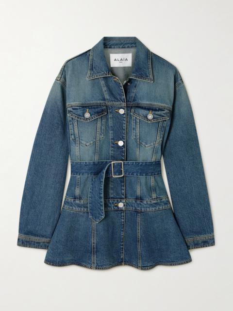 Belted Denim Peplum Jacket