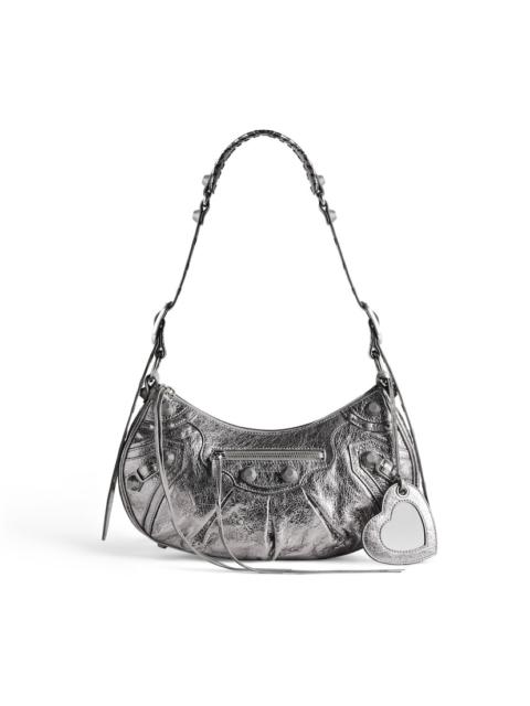 Women's Le Cagole Small Shoulder Bag Metallized in Silver