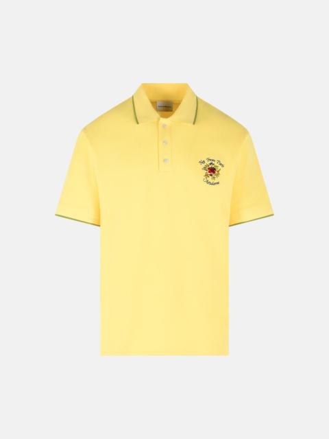 'SLOGAN ROSE' YELLOW COTTON POLO SHIRT