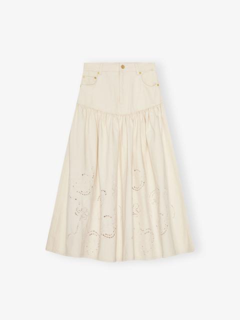 BRODERIE ANGLAISE DENIM SKIRT