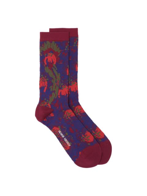 SPRAYCAN FLOWERS SOCKS FEMME  - VIOLET SPRAYCAN