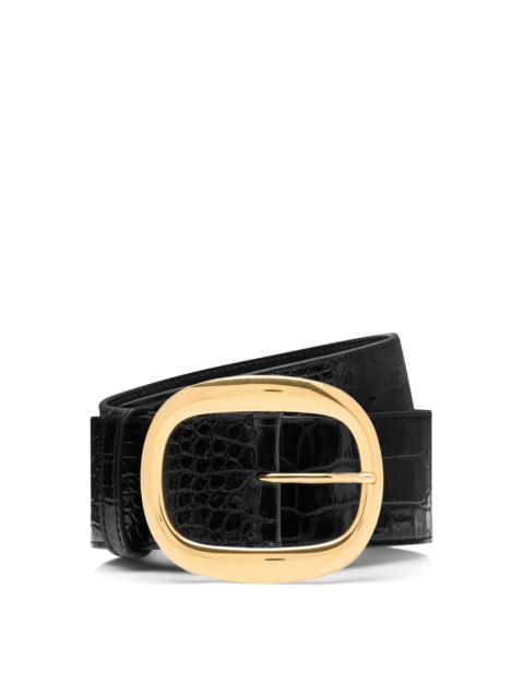 SHINY STAMPED CROCODILE LEATHER URSULA BELT