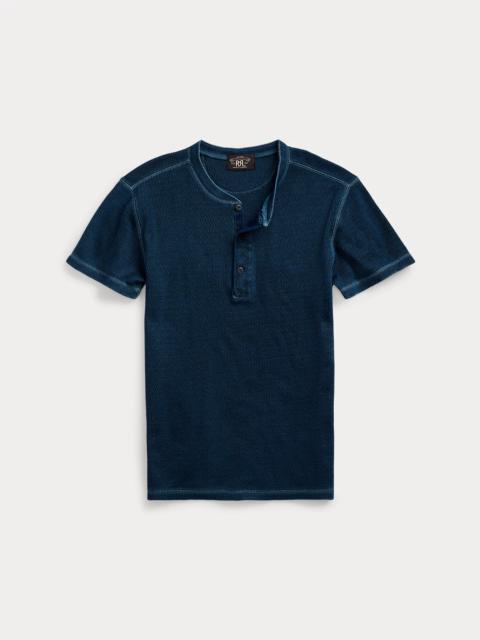 Waffle-Knit Short-Sleeve Henley Shirt