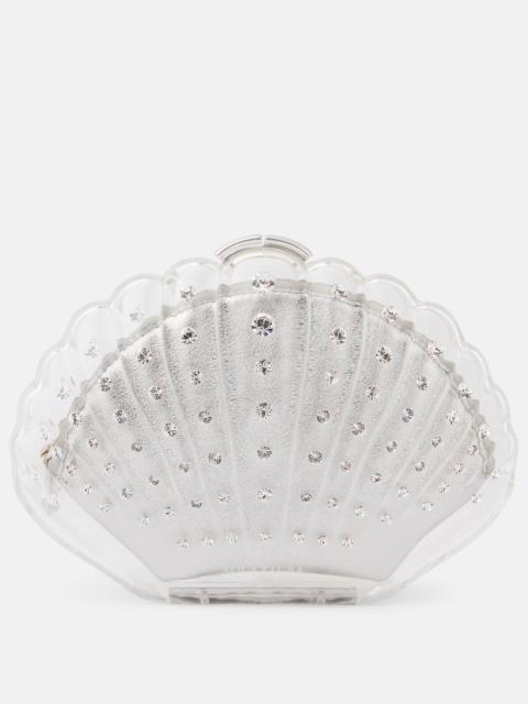 Crystal Shell embellished clutch
