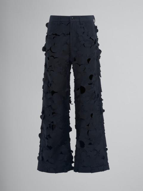 BLACK COTTON CARGO PANTS WITH CUT-OUT DETAIL