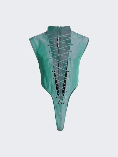 Utility Lace-Up Bodysuit Aqua