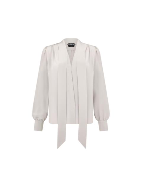 LONG SLEEVE V-NECK LAVALLIERE BLOUSE