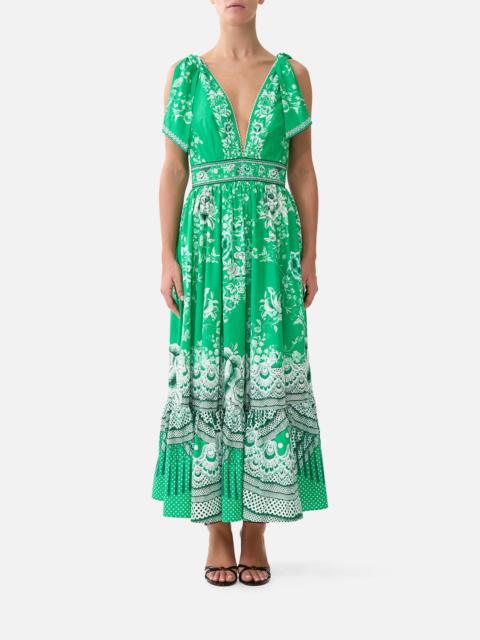 WAISTED MIDI DRESS WITH SHOULDER TIES