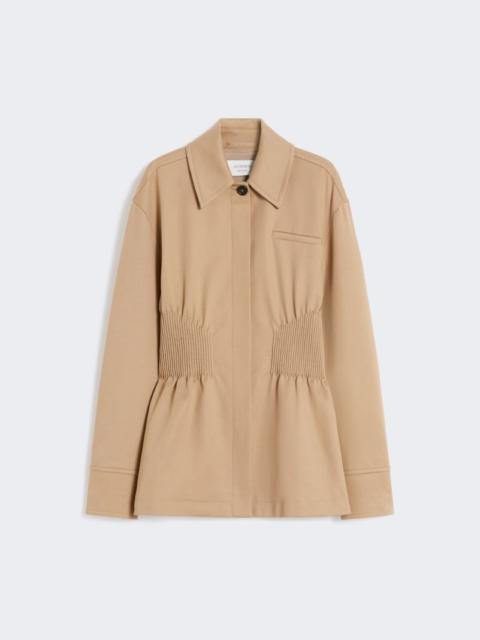 Gabardine shirt jacket with embroidery - camel