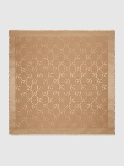 GG jacquard silk wool shawl
