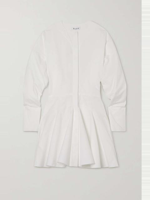 Ruffled tiered cotton-poplin mini shirt dress