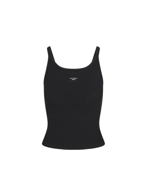 SKIMS x Dolce&Gabbana Cotton Rib Scoop Tank Onyx