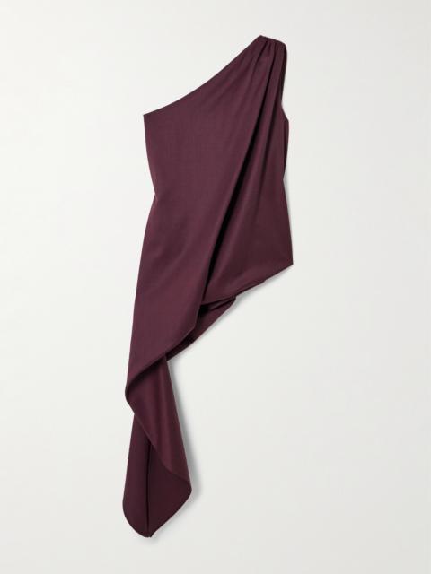 Ayla One-shoulder Draped Wool-blend Twill Top