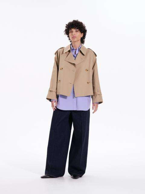 Eyemouth Gabardine Double Breasted Short Trench Coat