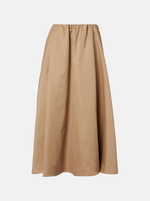 Cotton-blend midi skirt