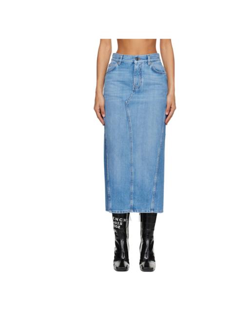 Blue Slit Denim Maxi Skirt