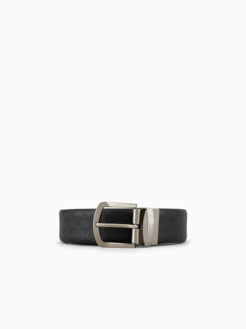 Reversible leather belt with all-over monogram