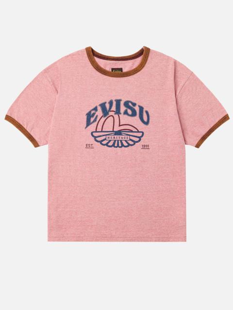 Washed Seagull and Logo Print Regular Fit Ringer T-shirt