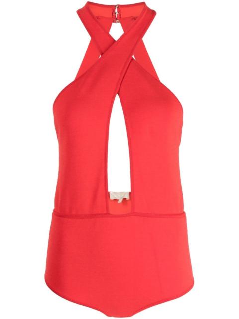 halter keyhole body suit