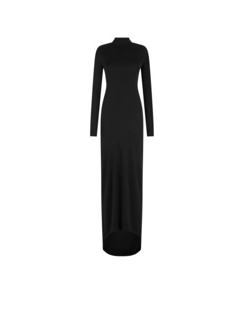 LONG SLEEVE ASYMMETRIC EVENING DRESS WITH TWISTED BACK