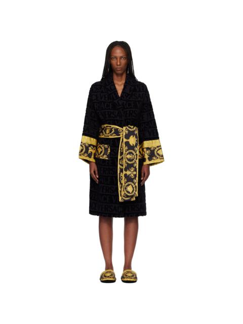 Black 'I Heart Baroque' Bathrobe