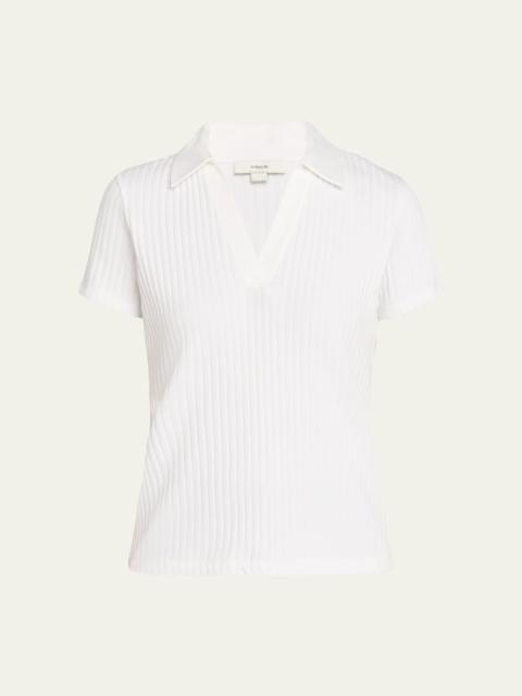 Ribbed Cotton-Blend Polo Shirt