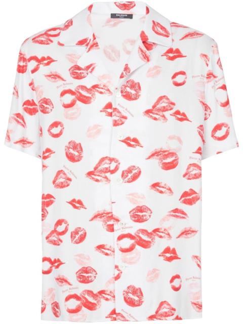kiss-print pyjama shirt