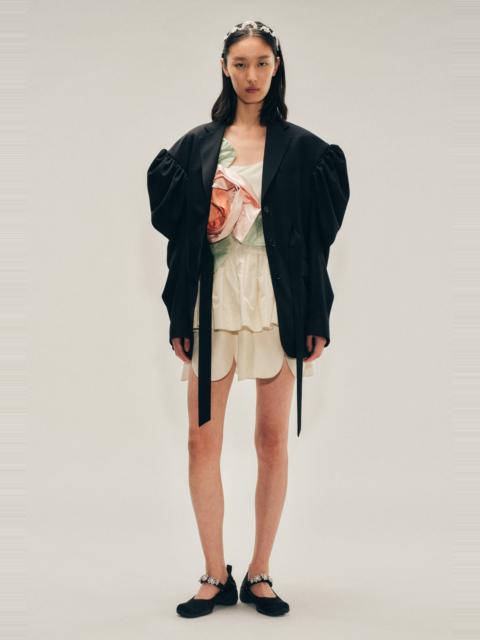 Back Cutout Draped Sleeve Bow Jacket