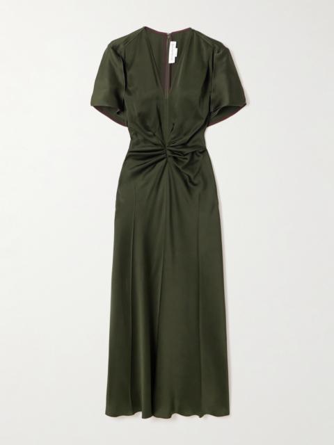 Bella Gathered Satin Midi Dress