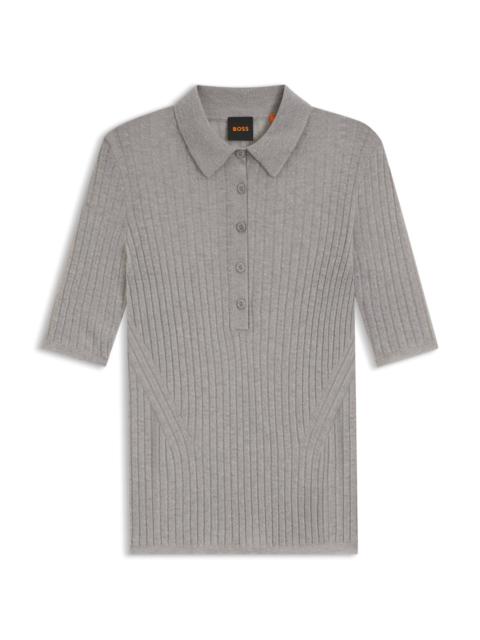 RIBBED KNIT POLO IN WOOL