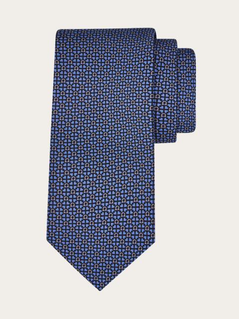 Gancini and hearts printed silk tie