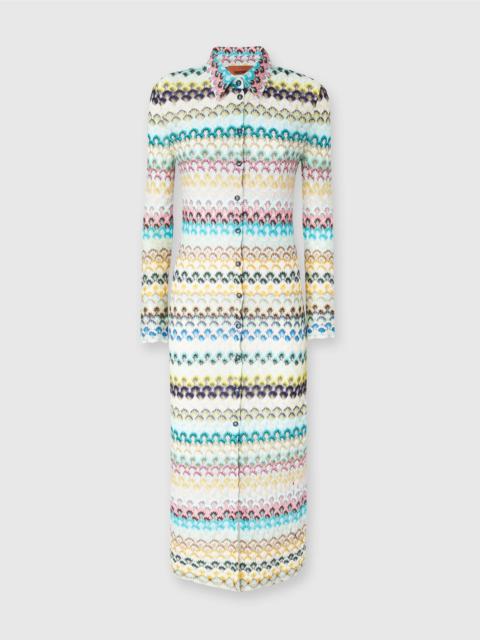 Slim cardigan with striped lace collar