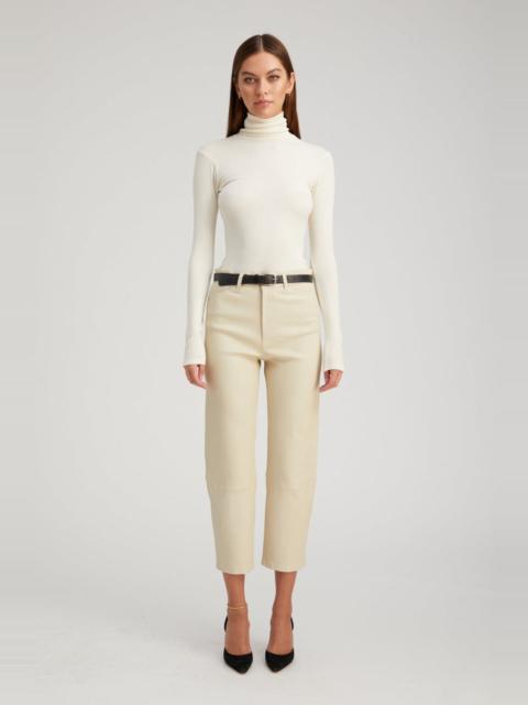 OFF WHITE LEATHER 5 POCKET STRAIGHT LEG PANTS