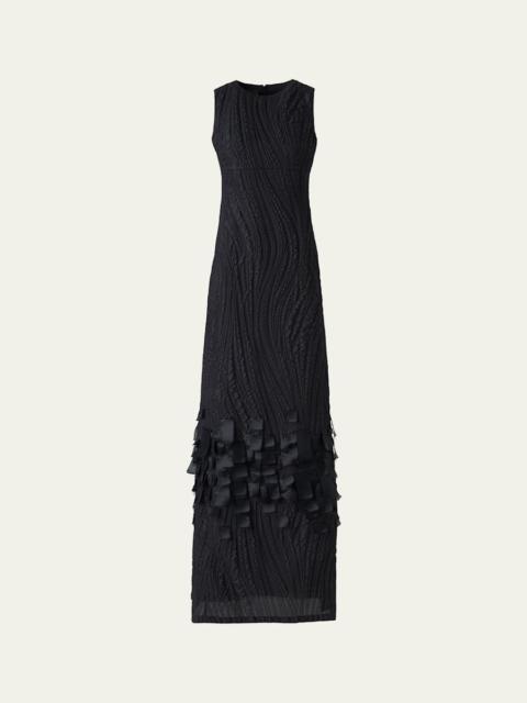 Waves And Ribbons Jacquard A-line Slit Gown