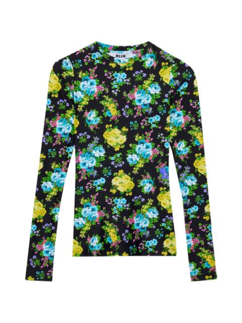 floral-detail long-sleeve top