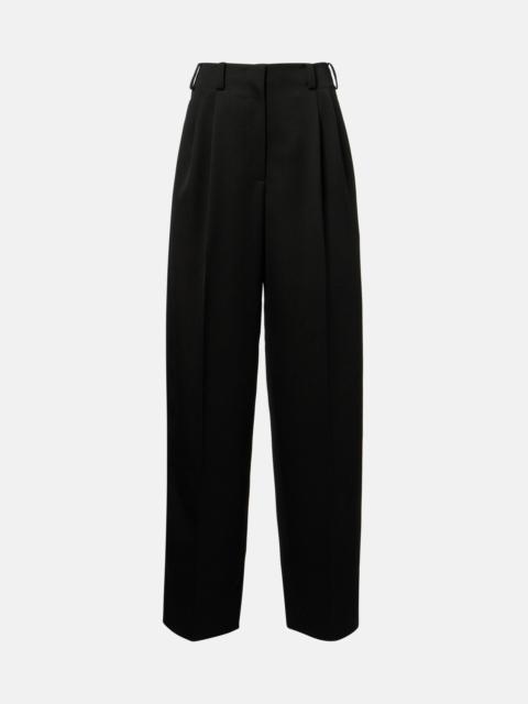 Cutout wool wide-leg pants